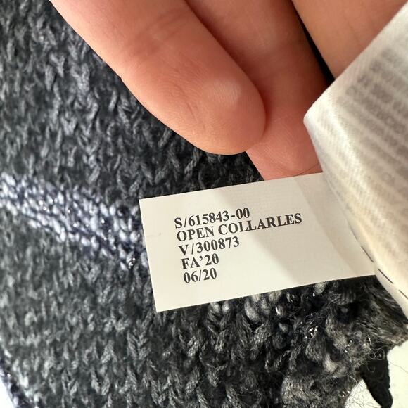 Banana Republic Women Small‎ Sweater Cardigan Knit Wool Alpaca Open Gray Striped - Picture 5 of 6